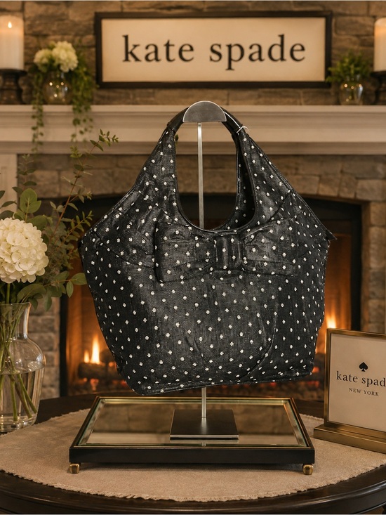 kate spade Handbags - kate spade Black Polka Dot Bow Hobo Bag